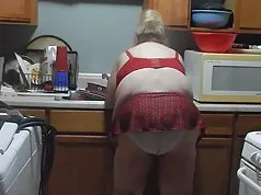 teasing hubby in the kitchen